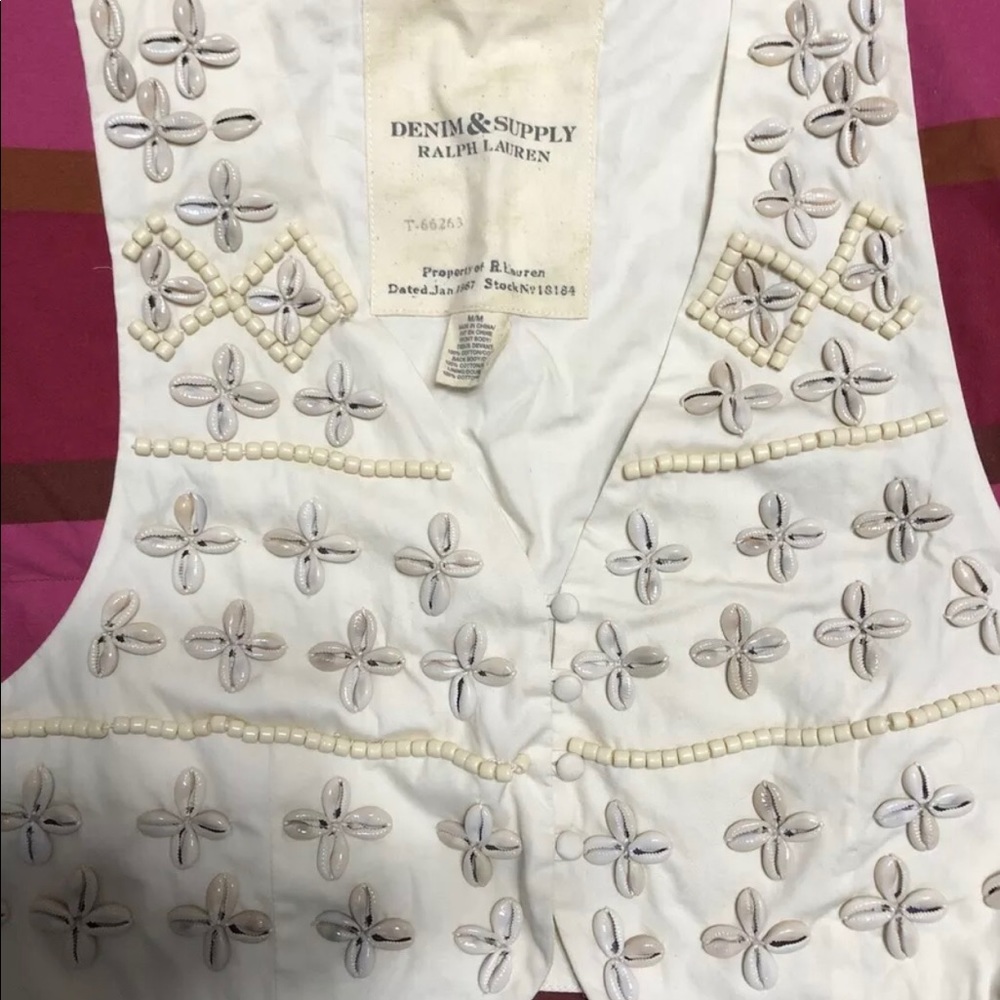 RALPH LAUREN DENIM & SUPPLY HAND CRAFTED BEAD & SHELL VEST Size M